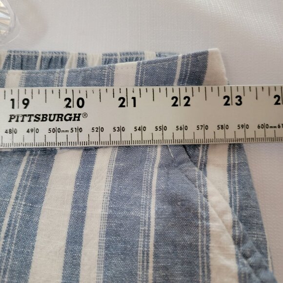 Catherines Womens Casual Pants Elastic Waist Plus Size 3X Blue White Linen Blend - Picture 7 of 12